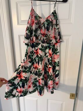 Vince Camuto White Floral Spaghetti-Strap Sundress